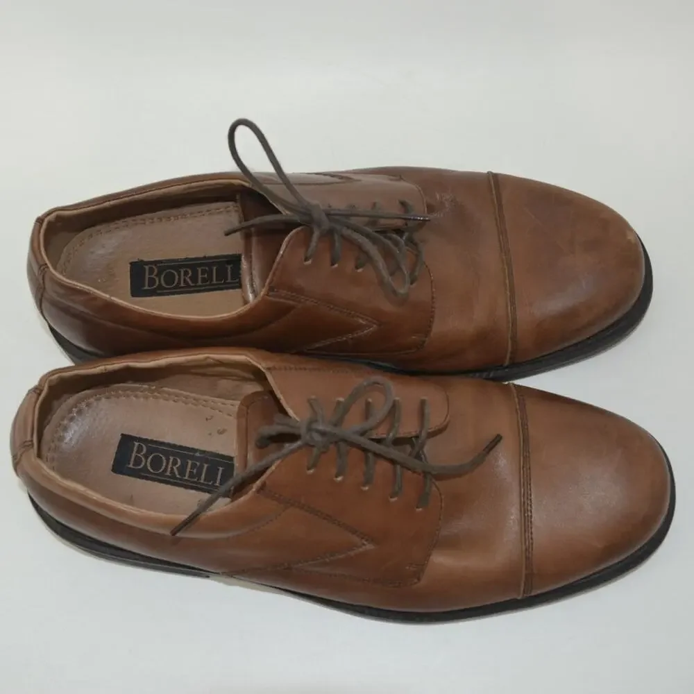 Borelli Brown Men's Oxford Lace Up Leather Round Toe Size 11